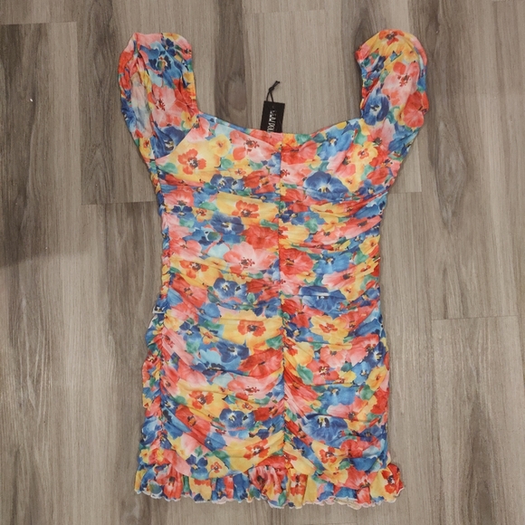 Current mood floral ruched button down mini dress size XXL - Picture 8 of 10